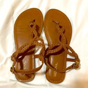 Brown braided sandals